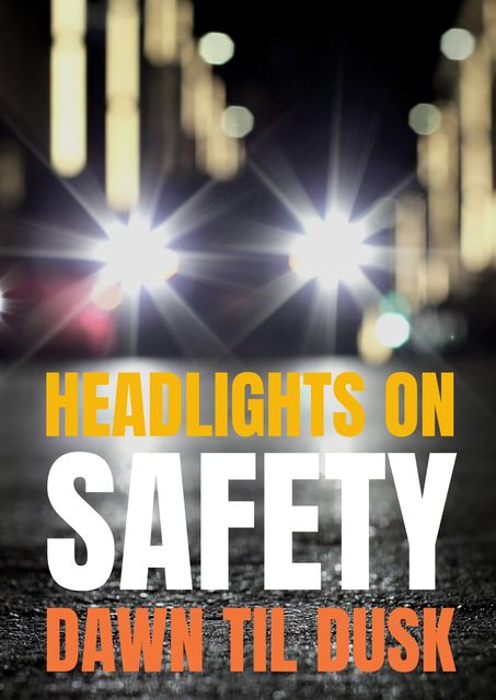 Useful for campaigns promoting road safety during low light conditions. Highlights the importance of keeping headlights on from dawn till dusk. Can be used for creating posters, social media awareness posts, or educational materials for safe driving habits. Emphasizes vigilance and caution while driving in urban environments.