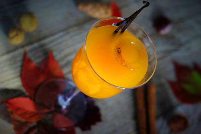Autumn Inspired Vanilla Orange Cocktail with Seasonal Leaves - Download Free Stock Photos Pikwizard.com