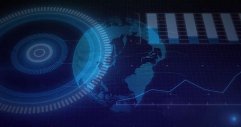 Digital Globe and Interface Elements on Technology Background - Download Free Stock Images Pikwizard.com