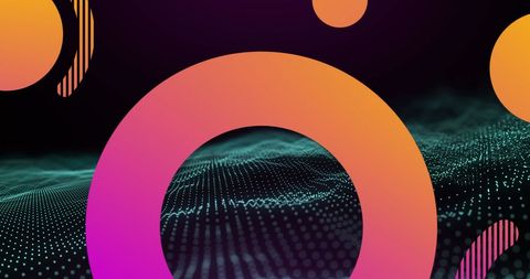 Vibrant abstract gradient shapes and digital wave