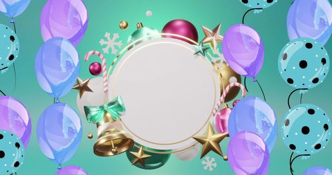 Festive Christmas Balloons and Decorations Holiday Background