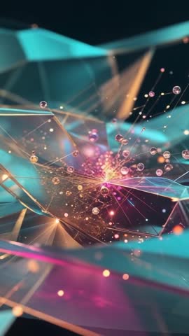 Vertical Futuristic Network Pulse: Filament Core Opening, Sliding Planes, Droplets