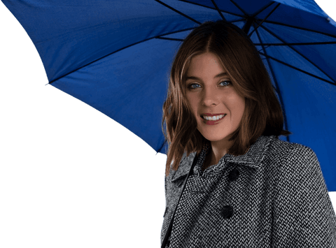 transparent smiling woman with blue umbrella on rainy day - Download Free Stock Videos Pikwizard.com