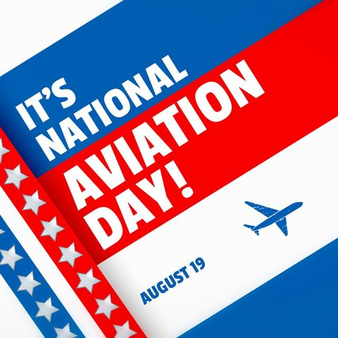 National aviation day celebration on bold colorful background
