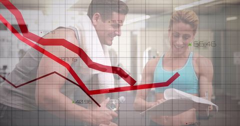 Active lifestyle discussion in gym with performance overview