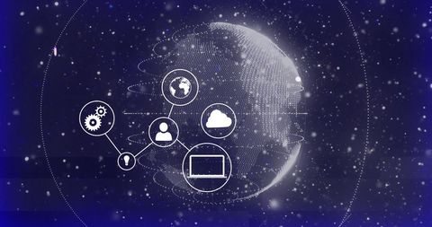 Digital Interface with Network Connections over Spinning Globe - Download Free Stock Images Pikwizard.com