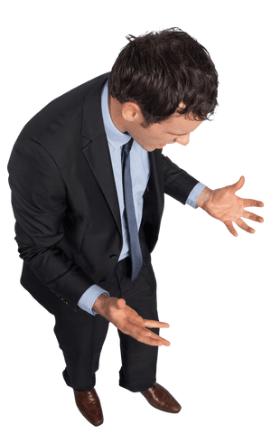 Angry Businessman Expressing Emotion on Transparent Background