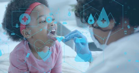 doctor conducting swab test on child bi-futuristic icons - Download Free Stock Images Pikwizard.com