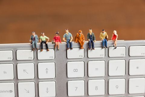 Miniature People on Keyboard Representing Technology and Society - Download Free Stock Images Pikwizard.com