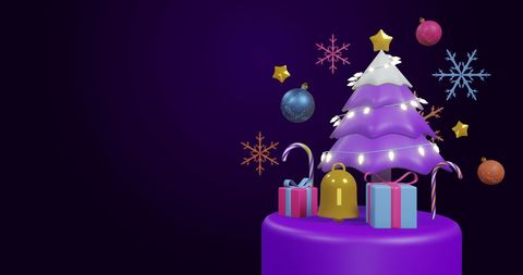 Vibrant Christmas Decorations on Dark Background