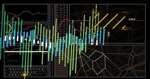 Futuristic Data Visualization with Vertical Bar Charts