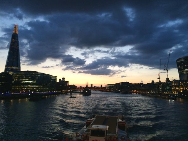 London Evening Skyline with Shard and River Thames at Dusk - Download Free Stock Images Pikwizard.com