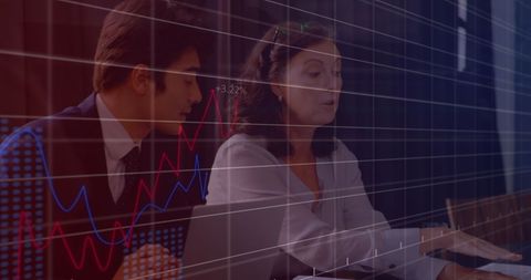 Architect Discussing Project Blueprint with Colleague over Data Visualization - Download Free Stock Images Pikwizard.com