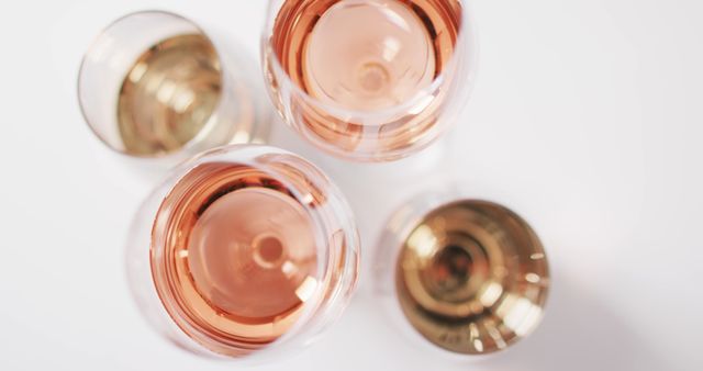 Top View of Wine Glasses with Rosé and White Wine - Download Free Stock Images Pikwizard.com