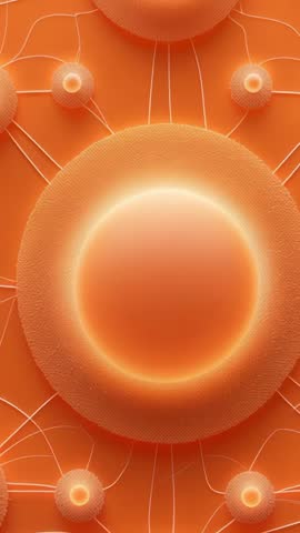 Pulsing Orange Neon Sphere Network Vertical Video Loop for Futuristic Tech and App Intros