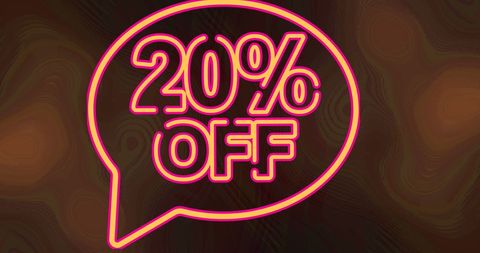 Bright neon 20% off discount design with speech bubble