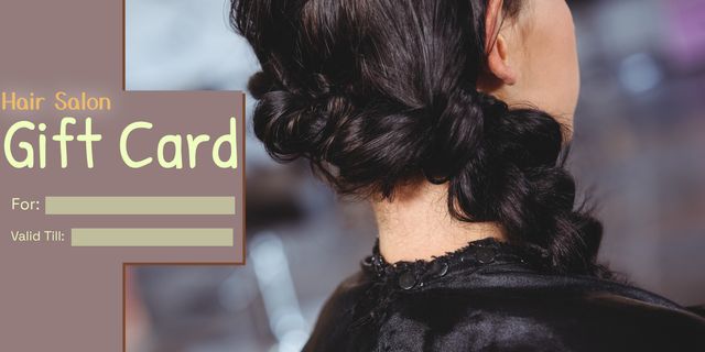 Hair Salon Gift Card Template with Stylish Hair Design Background - Download Free Stock Templates Pikwizard.com