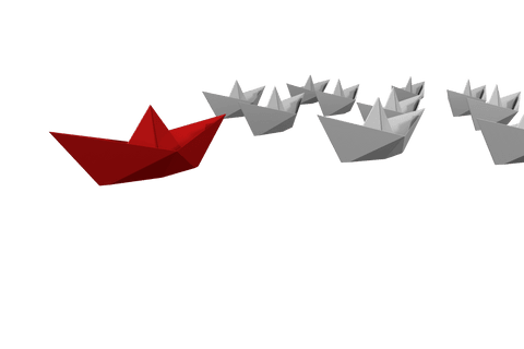 transparent origami leadership concept: red leading white ships - Download Free Stock Videos Pikwizard.com
