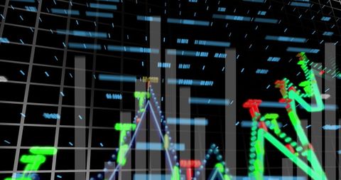 Dynamic graph analysis on futuristic digital screen