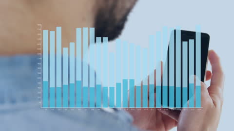 Businessman Analyzing Data with Smartphone Overlay