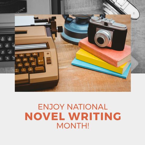 celebrating national novel writing month with vintage typewriter and camera - Download Free Stock Templates Pikwizard.com