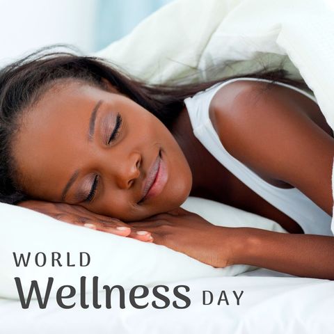 Woman Sleeping Peacefully Promotes World Wellness Day Awareness - Download Free Stock Templates Pikwizard.com