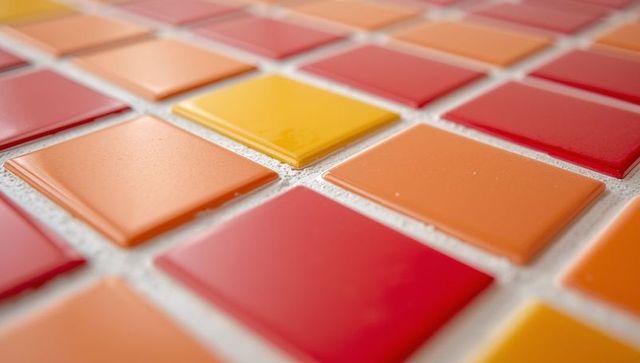 Vibrant ceramic tile mosaic with yellow accent