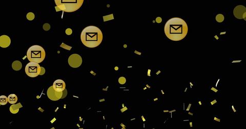 Floating Message Icons with Golden Confetti - Download Free Stock Images Pikwizard.com