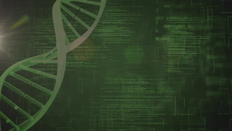 DNA Strand with Digital Data Processing Overlay
