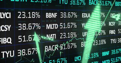 Digital Stock Market Display with Rising Graph and Arrows - Download Free Stock Images Pikwizard.com