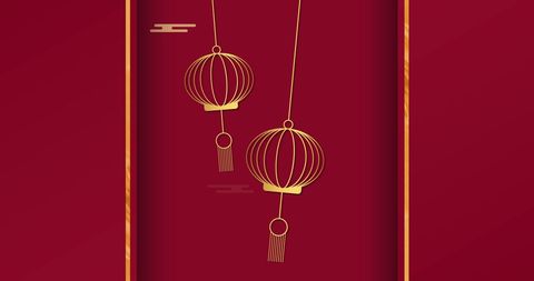Elegant Yellow Lanterns on Red Background for Celebrations