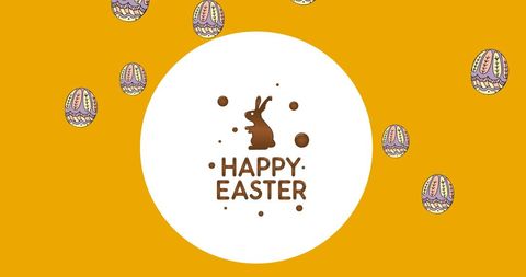 Easter Bunny with Eggs and Happy Easter Greeting