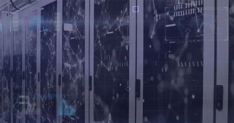 Modern Data Center with Digital Overlays Indicating Advanced Technology - Download Free Stock Images Pikwizard.com