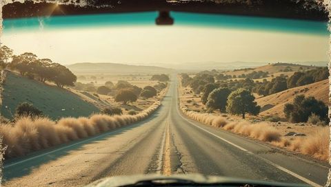 Rural Highway Road Trip Through Rolling Hills and Vast Countryside