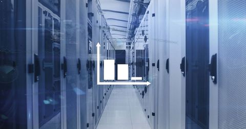 Modern Data Center with Graph Overlay Illustrating Data Processing - Download Free Stock Images Pikwizard.com