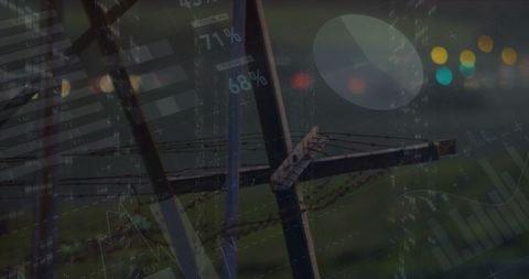 Analytical Data Overlay on Power Lines in Rural Landscape