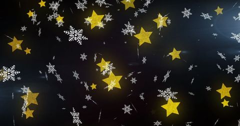 Festive Snowflakes and Stars on Dark Background