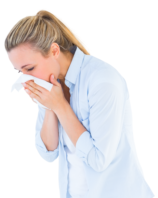 Transparent Image of Woman Sneezing with Tissue for Health Themes - Download Free Stock Videos Pikwizard.com