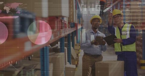 Digitalized Warehouse with Data Analytics Overlay - Download Free Stock Images Pikwizard.com