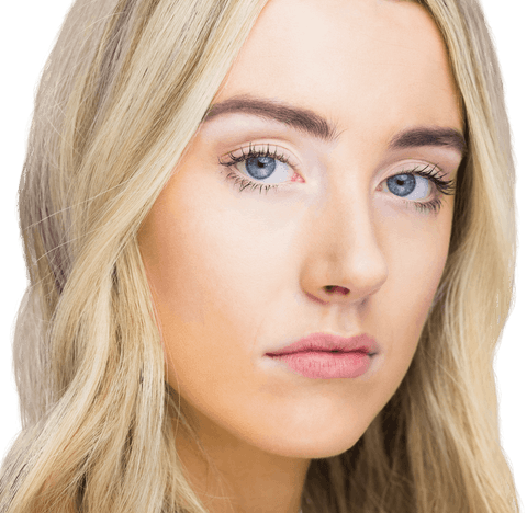 Transparent Portrait of Woman with Blonde Hair and Blue Eyes
