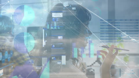 Data Processing and Global Network Connections Concept