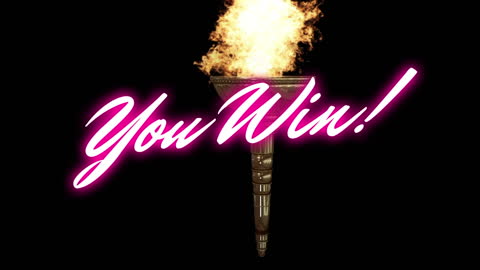 Celebratory ‘You Win!’ Text Over Glowing Flame Torch