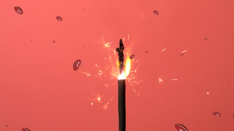 Festive Animation with Falling Orbs and Sparking Firework