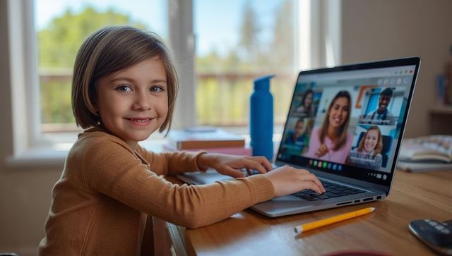 Young Girl Engaging in Online Learning Through Video Call