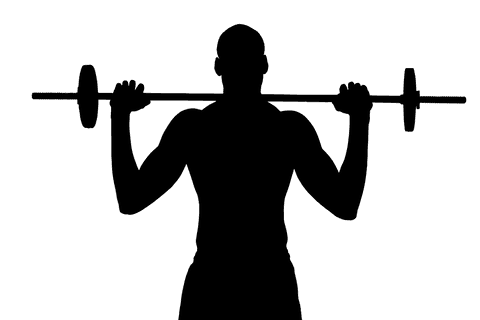 Male athlete exercising with barbell on transparent background