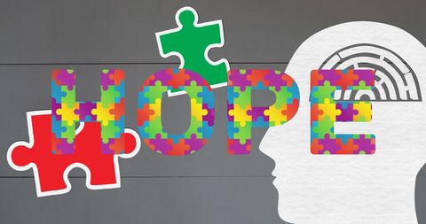 Colorful Puzzle Pieces with Hope Text for Autism Awareness - Download Free Stock Images Pikwizard.com