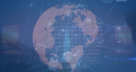 Globe with Connected Nodes and Graphs on Abstract Digital Background - Download Free Stock Images Pikwizard.com