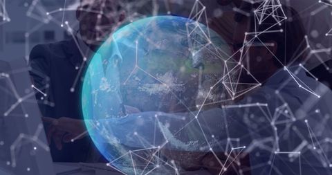Discussing Global Connectivity in Modern Workspace with Holographic Globe - Download Free Stock Images Pikwizard.com