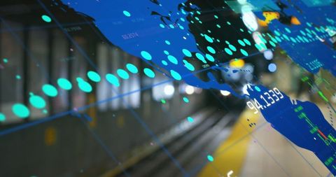 Digital Interface Technology Concept in Busy Metro Station