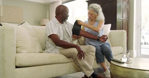 Senior Health Monitoring at Home with Digital Blood Pressure Cuff